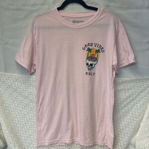 Light Pink Graphic Tee with Skull Design